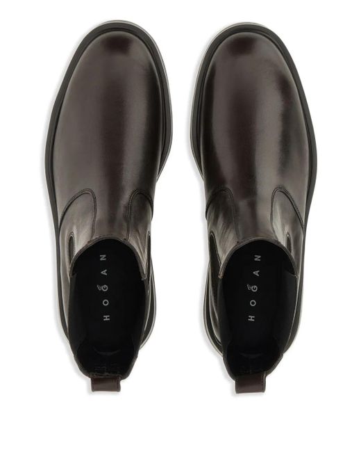 Hogan Black Leather Ankle Boots for men