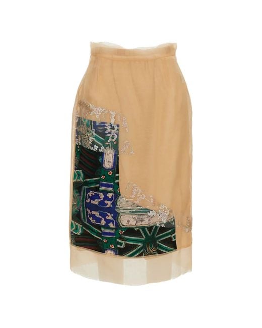 Hui Milano Blue Ivy Sequin-Embellished Graphic-Print Skirt