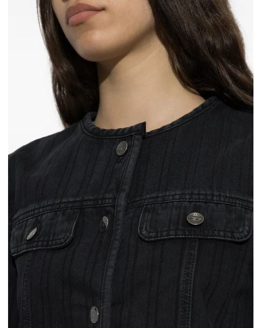 DIESEL Black De-Grafy Pinstripe Denim Jacket