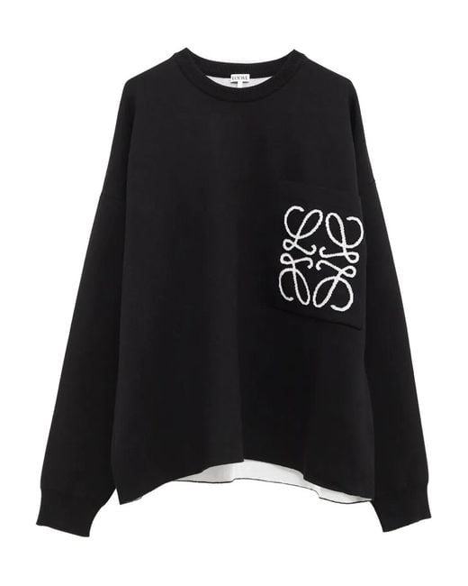 Loewe Black Embroidered Logo Sweatshirt for men
