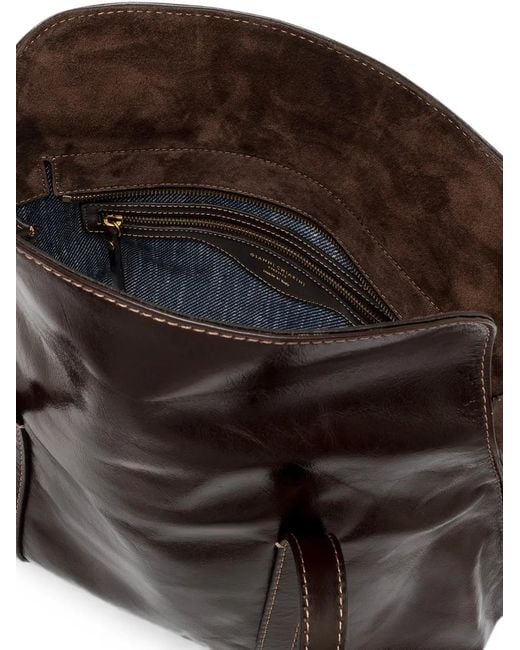 Gianni Chiarini Black Marghe Large Topstitch Leather Shoulder Bag