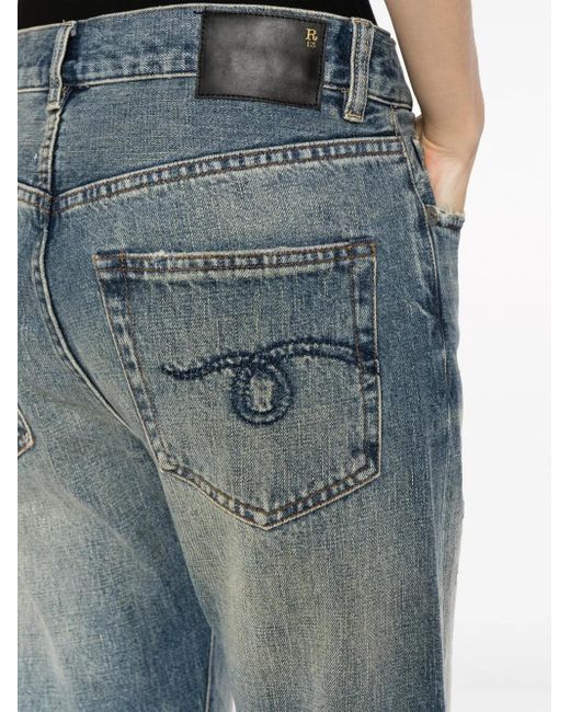 R13 Blue Cropped Wide-Leg Jeans