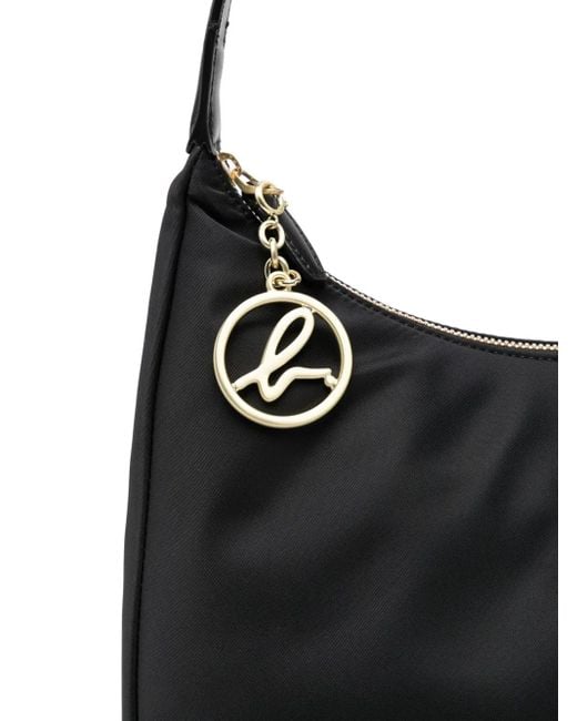Agnes B. Black Large Logo-Plaque Shoulder Bag