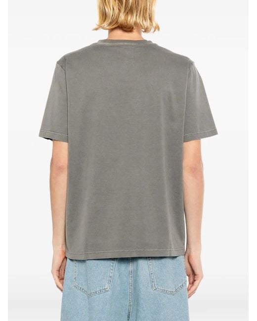 SPORT b. by agnès b. Gray Logo-Embroidered Cotton T-Shirt for men