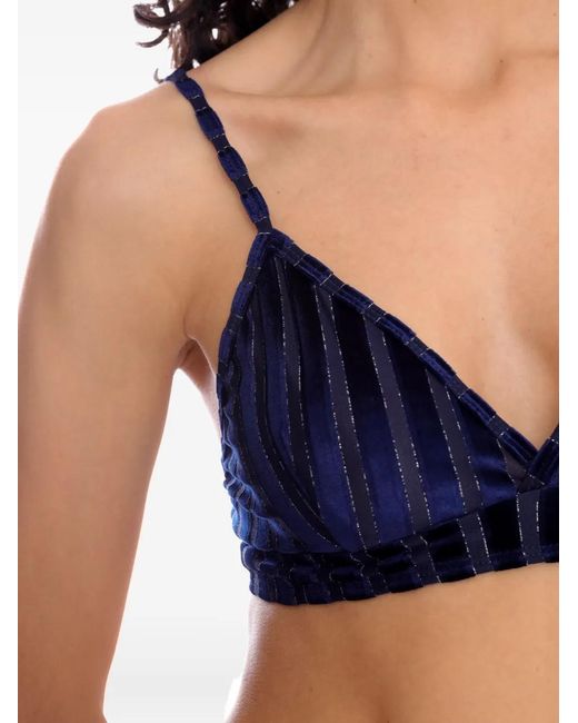 Amir Slama Blue X Astrid Striped Crop Top