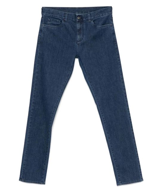 メンズ Canali ロゴパッチ ジーンズ Blue
