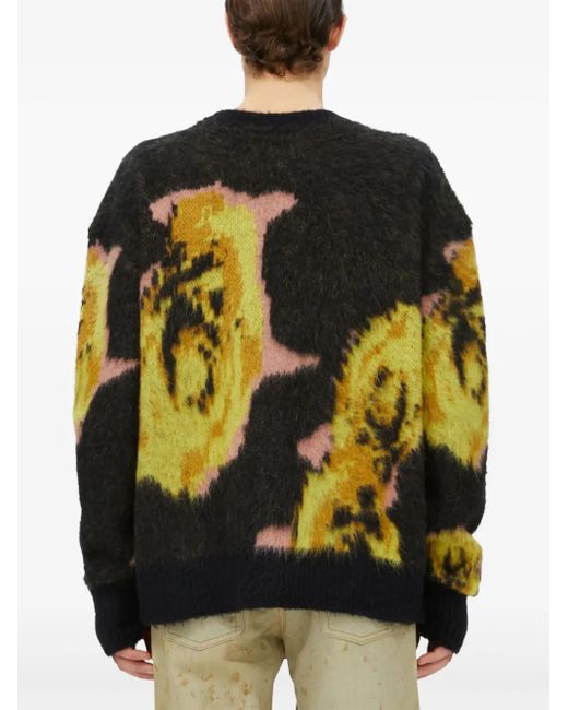 Jersey con rosas en intarsia MSGM de hombre de color Black