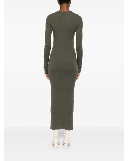 Rick Owens Gray Long-Sleeve Midi Dress
