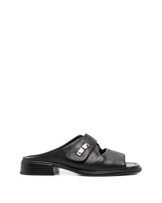 SERGIO MORETTI FIRENZE Black Turn-Lock Leather Sandals