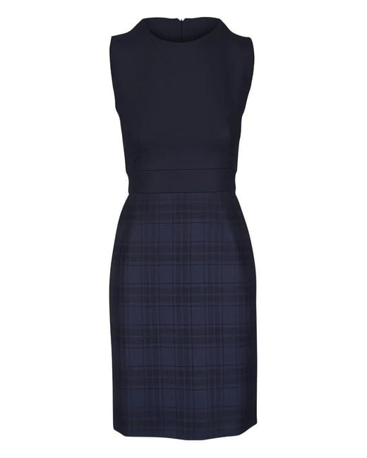 Akris Blue Check Sleeveless Mini Dress