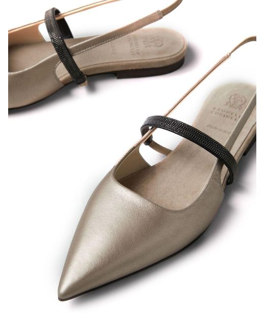 Brunello Cucinelli White Monili Bead-embellished Ballerina Shoes