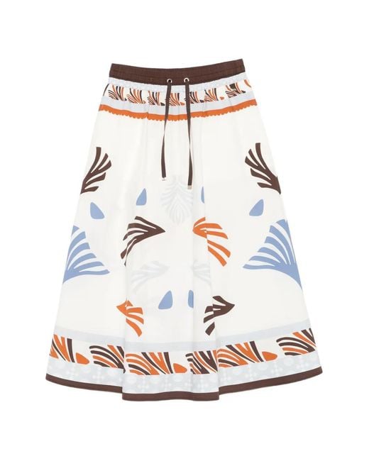 Herno White Cotton Polyester Skirt
