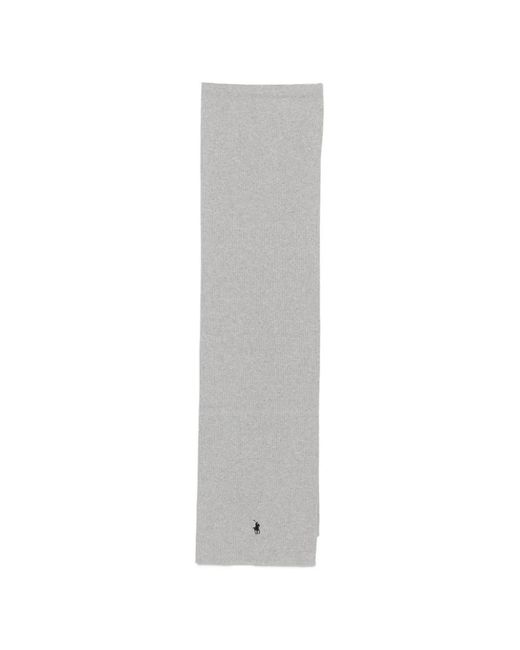 Polo Ralph Lauren White Logo-Embroidered Knitted Scarf for men