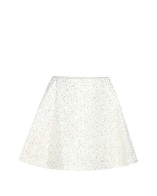 David Koma White Sequin Bouclé A-Line Mini Skirt