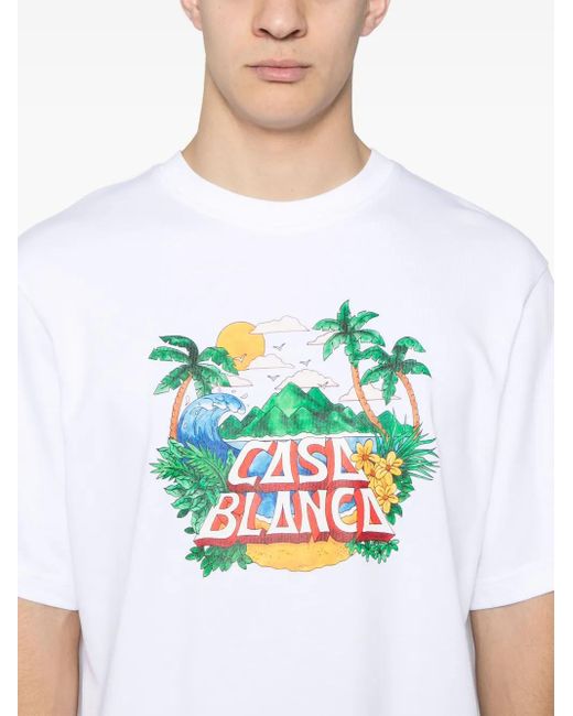 Casablanca White Casa Beach Wave T-Shirt for men