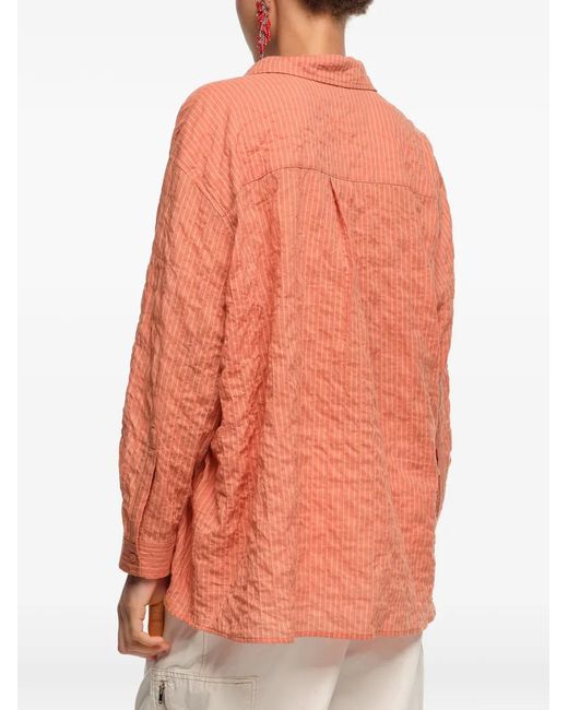 Bimba Y Lola Orange Chemise Rayée À Poche Poitrine