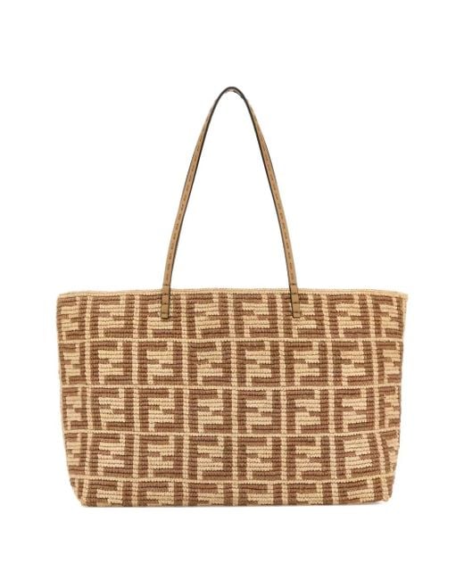 Fendi Natural Large Embroidered Tote Bag