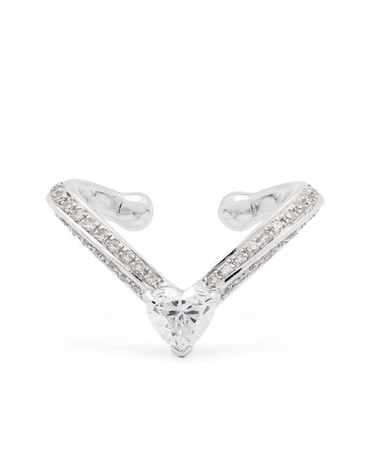SHAY White 18K Heart Chevron Diamond Ear Cuff