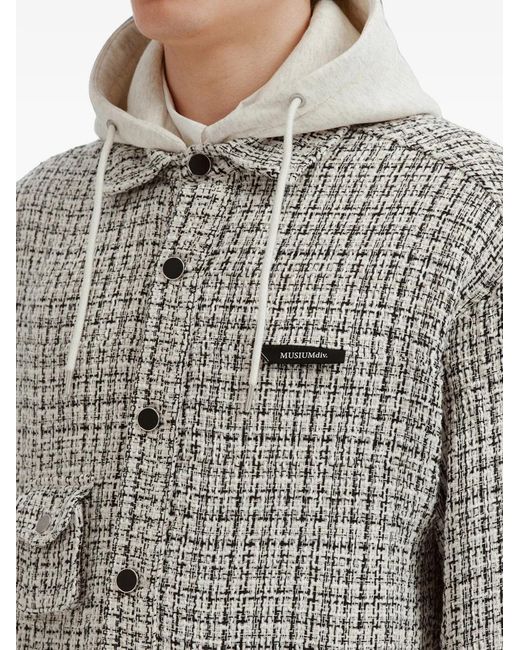 Musium Div. Gray Tweed-Effect Hooded Jacket for men