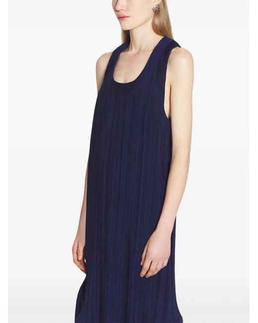 Lanvin Blue Pleated Midi Dress