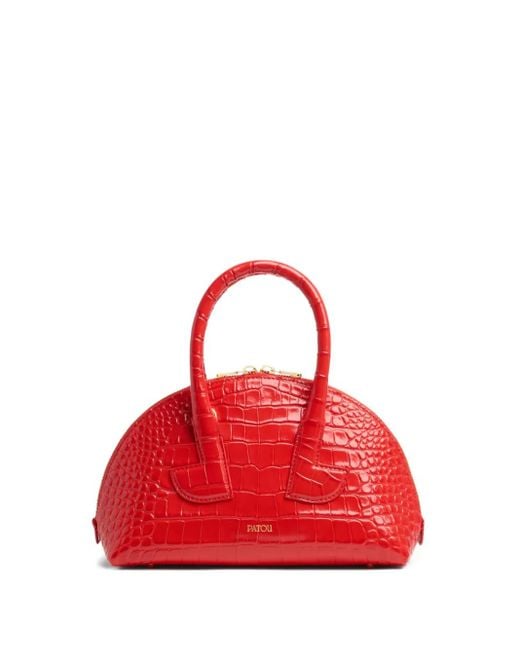 Bolso Le Bowling con efecto de piel de cocodrilo en relieve y forma de media luna Patou de color Red