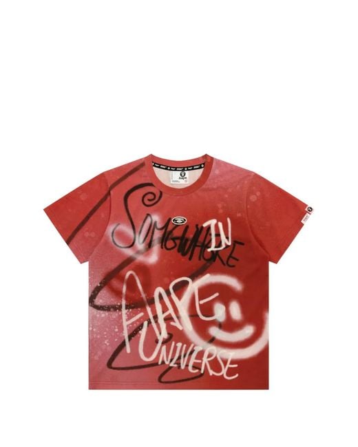 Aape By A Bathing Ape Red Graffiti-Print T-Shirt