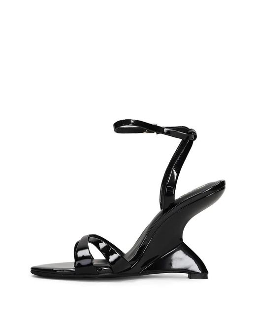 Marc Ellis Black Patent-Finish Sculptural-Wedge Sandals