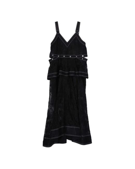 3.1 Phillip Lim Black V-Neck Studded Midi Dress