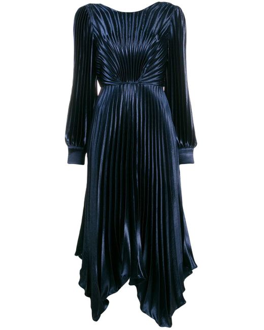 Sandro Blue Venezia Pleated Dress