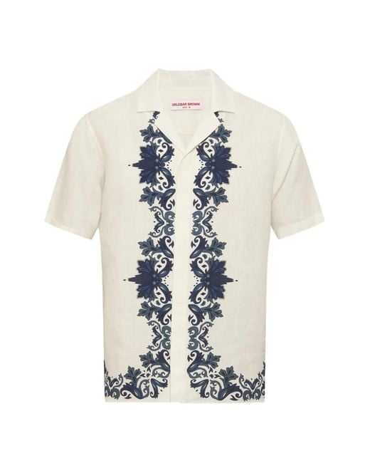 Orlebar Brown White Mirabello Border Shirt for men