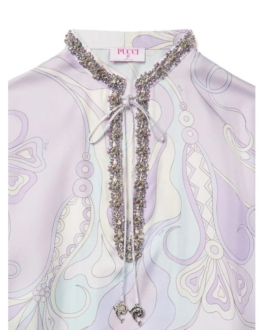 Emilio Pucci White Crystal-Embellished Kaftan