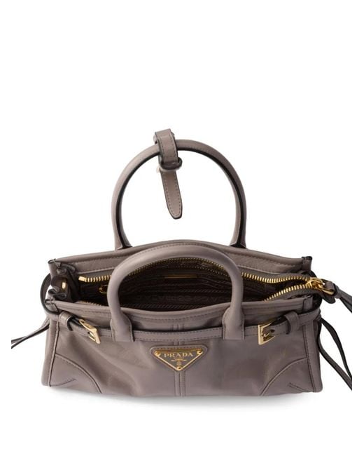 Prada Gray Bonnie Leather Mini Handbag