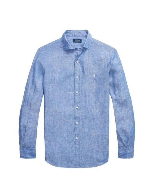 Polo Ralph Lauren Blue Logo-Embroidered Button-Down Shirt for men