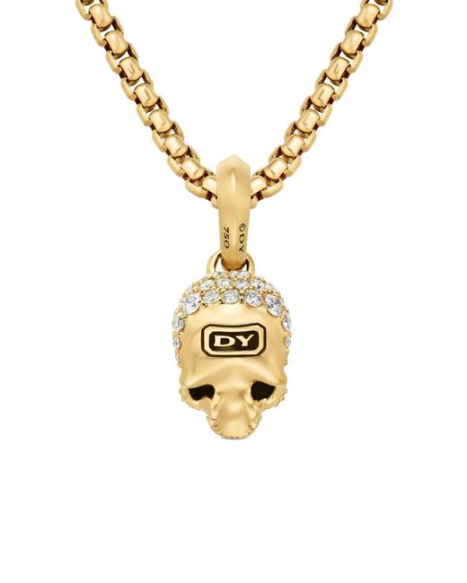 David Yurman Metallic 18Kt Memento Mori Skull Diamond Amulet for men