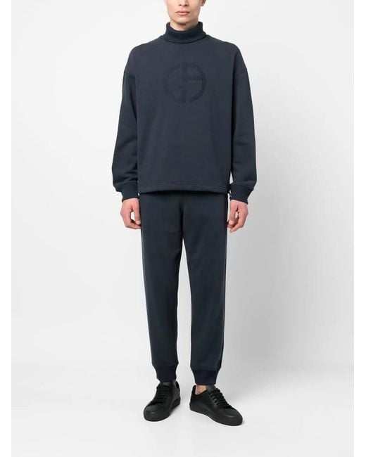 Giorgio Armani Blue Drawstring Wool Track Pants for men