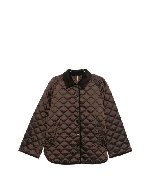Marina Rinaldi Brown Mrssasia Quilted Corduroy-Collar Jacket