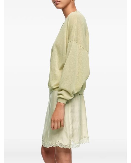 Bimba Y Lola Yellow Lace-Trim V-Neck Top