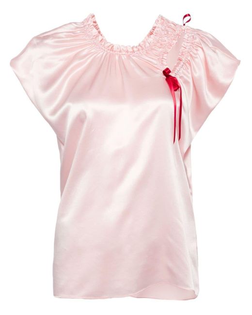 Simone Rocha Pink Bluse aus Seidensatin mit Schleife