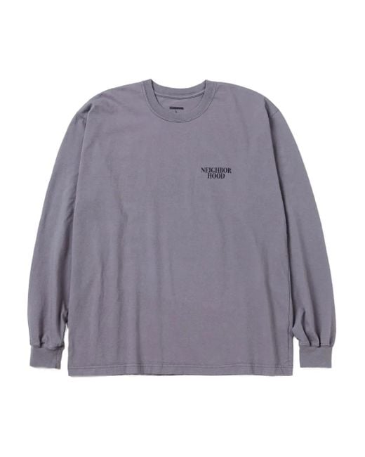 Neighborhood Purple Long-Sleeve Crew-Neck T-Shirt for men