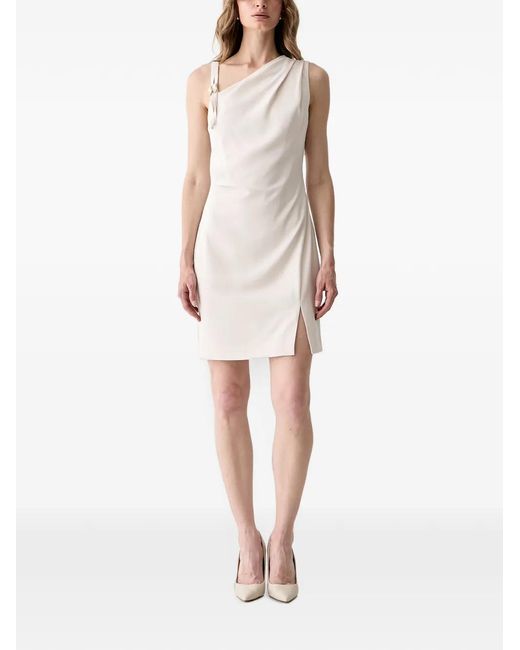 Guess White Livia Buckle-Detail Asymmetric Mini Dress
