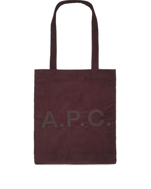 A.P.C. Purple Lou Corduroy Tote Bag