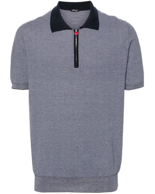 Kiton Blue Striped Cotton Polo Shirt for men