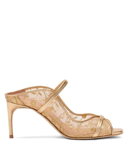 Malone Souliers Natural Noah Flower-Embroidered Sandals