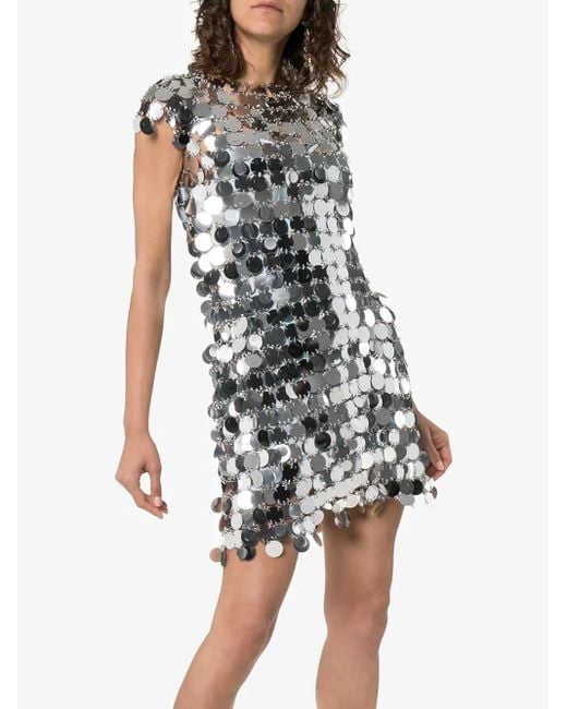 Rabanne Metallic Sequin Chain-Disc Mini Dress