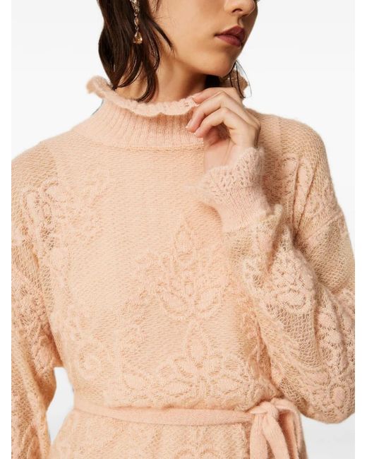 Twinset Natural Jacquard Alpaca-Blend Maxi Jumper
