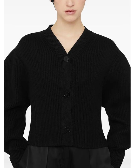 Jil Sander Black Buttoned Long-Sleeve Cardigan