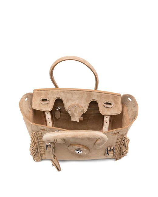 Polo Ralph Lauren Natural Ricky Fringe-Suede Tote Bag