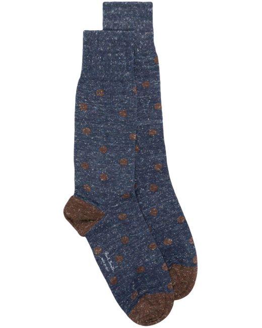 Paul Smith Blue Polka Dot-intarsia Ankle Socks for men
