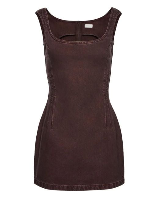 Magda Butrym Brown Square-Neck Denim Mini Dress