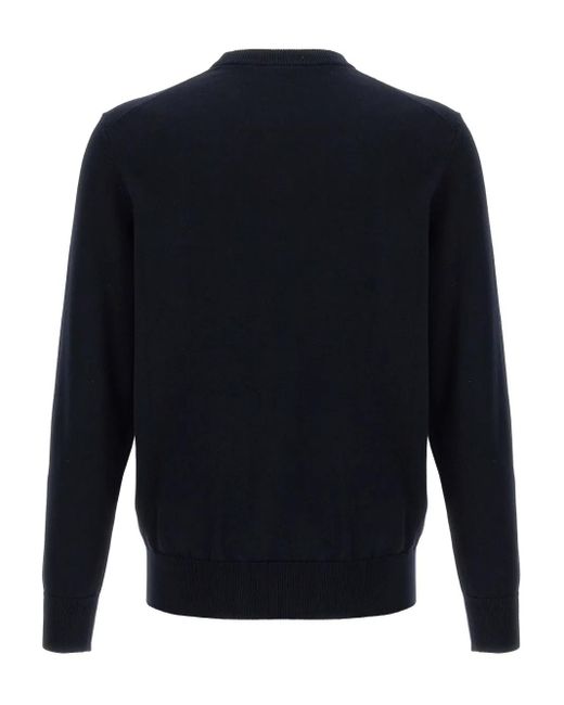 Boss Blue Logo-Patch Crew-Neck Sweater for men